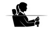 © Mutmainah - Black and white silhouette of a professional woman driving a car.