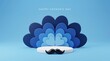 © 5 Grace Media - Happy Fathers Day celebration with blue hearts and mustache on a podium.