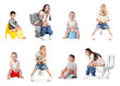 © New Africa - Children and adults toileting. Collection of portraits on white background