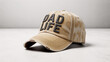 © Bano - Distressed beige baseball cap featuring raised black lettering that reads dad life resting on a plain surface showing off a casual and trendy design style