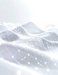 © Dabo - A futuristic abstract image showcases a flowing, white and silver wave-like structure interwoven with a delicate network of interconnected nodes, suggesting advanced technology and data connectivity.