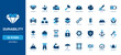 © Vector IMG - Material Durability Solid Icon Set showcasing sharp diamond, heavy anvil, hard brick, sturdy hammer, safe helmet, tough rock, and rigid shield for robust industrial protection equipment concepts.