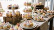 © Nazym19 - Pastel cupcakes with floral decorations, symbolizing celebration, elegance and sweet indulgence.