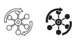 © SHAHRIYAR RASEL - Vector illustrations of two black and white icons depicting circular process flow with arrows and connected nodes
