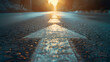 © Good - road ahead illuminated by sunset