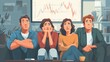 © Kemedo - Group of friends looking worriedly at a stock market graph on a screen