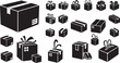 © Inklet - Shipping parcel and gift box silhouette icons collection