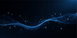 © Vactor Viky - Futuristic blue digital network background with glowing nodes, dynamic wave lines, and data flow on dark surface, cyber technology, and global communication system
