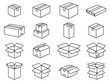 © marion - Box Outline Icons Set for Delivery Moving and Storage Services in Vector