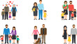 © MdMehedi - Family Illustrations Featuring Parents, Children, and Pets in Various Poses and Situations for Family and Parenting Themes