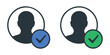 © Ruyel - Round user profile icons with checkmark status indicators for verification and membership management tasks.
