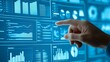 © nuanjan - Data analysis presented person pointing at graphs on screen individual explains visual data insights on monitor showcasing trends