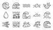 © Mr. Stocker - Collection of various simple black outline water and wave icons