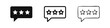 © drawing lines - Rating speech bubble with three stars icon set for feedback and review in flat, outline, and doodle styles
