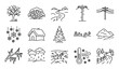 © Mr. Stocker - Collection of fifteen black outline winter weather and landscape icons