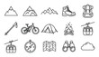 © Mr. Stocker - Collection of black outline icons representing various outdoor adventure and hiking activities