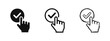 © drawing lines - Hand clicking check mark icon set for approval, verification, selection and task completion