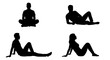 © MSTRANI - Four black silhouette people sitting and lying down in different poses on a white background Vector