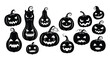 © MASJAB - Black Halloween pumpkin cat decorations.