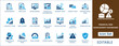 © icon_solution - Financial risk management dashboard icon set featuring market volatility, credit score, bankruptcy alert, data audit, investment loss, inflation, and fraud protection symbols.