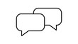 © Dadullah - Clean black line vector icon of overlapping speech bubbles for teamwork, minimalist collaboration illustration featuring editable stroke and adjustable line weight for modern UI designs.