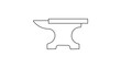 © Malik - Stylized blacksmith anvil vector icon illustration with editable stroke, offering a customizable line weight for metal forge branding, artisan workshop designs, and technical tool illustrations.