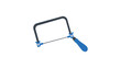 © Malik - Detailed coping saw vector icon illustration with a clean hand-drawn outline, perfect for woodworking project guides, carpentry tool inventories, and artisan craft workshop marketing materials.