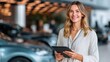 © marco - Business woman in car showroom