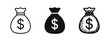 © ICONS FOR YOU - Money bag with dollar sign icon set in line, solid and hand drawn styles