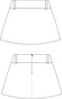 © sin - Women's A-line mini skirt technical flat sketch with belt loops and back zipper, front and back view.