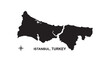 © MAHFUJ MONDOL - Black and white map outline of istanbul turkey with compass rose