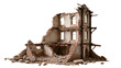 © Lily - Dilapidated brick building ruins with arched windows, isolated on transparent background