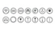 © Vgg - Collection of Circular Icons: Wi-Fi, Tickets, Car, Plug, Anchor, Paw Print, Wine Glass, Cutlery