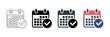 © Sajjocks - Set of calendar icons with checkmark symbols representing schedule completion and appointment planning in various graphic styles for professional web ui design