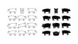 © Alex - Farm pig icon collection featuring multiple poses and silhouettes for agricultural and livestock branding