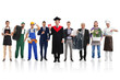 © New Africa - Graduate student and men of various professions on white background. Career choice
