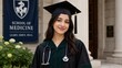 © amusto - Portrait of Proud Female Medical School Graduate Class of 2024 Wearing Stethoscope and Academic Gown