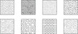 © MDRAJU - Architectural and Material Texture Pattern Set, Construction Surface Vector Symbols Collection. Landscape Architecture CAD Hatch Pattern Set Grass Water Stone Wall Texture Elements Collection