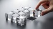© MstRahima - Hand placing medical symbol block into puzzle with health icons