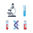 © arif - Microscope DNA Test Tubes and Blood Samples Scientific Research Icons.