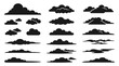 © mamo studios - Solid black cloud silhouettes and flat weather shape elements vector graphics collection isolated on white