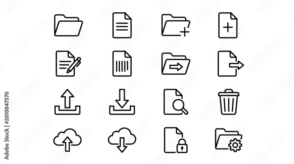 Prime Computer Icon File Download Computer file icons on screen. Stock Vector | Adobe Stock