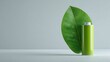 © papa papong - Eco-friendly battery concept with a large green leaf symbolizing sustainable power and energy