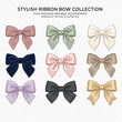 © Sumon - Elegant assortment of nine decorative ribbon bows in soft pastel and rich dark colors. High-quality vector illustration perfect for sophisticated gift packaging, fashion accessories, and stationery.