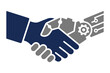 © Emon - Human and robot handshake symbolizing artificial intelligence collaboration and technology partnership with handshake