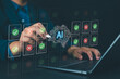 © Nirusmee - Businessman using AI to verify and validate digital documents, featuring checkmarks and error indicators, representing authentication, data accuracy, and intelligent document analysis.