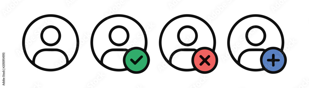 Set of user interface account icons including default profile person ...