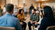 © Gophotograph - An animated discussion taking place during a small group session at a church conference.
