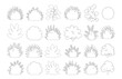 © M - Minimalist line art bushes and shrubs collection, 24 botanical plant outline icons, garden vegetation vector set for landscape architecture and coloring