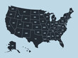 © wafie studiio - USA Map with State Abbreviations - Minimalist Flat Design Vector Illustration of the United States